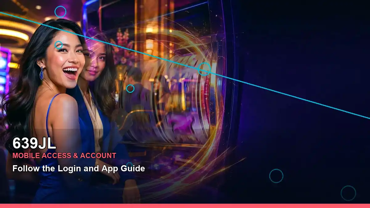 639JL mobile casino guide featuring first-deposit promotion information and an adult Filipina casino host in a balanced composition
